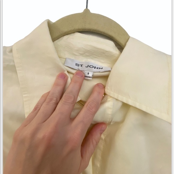 St. John Pale Yellow 100% Cotton Button Down Gold Buttons Size 6 - Picture 4 of 6